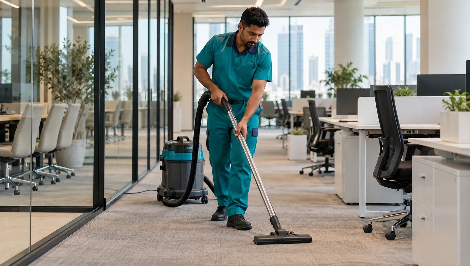 Professional cleaning team caring for a property