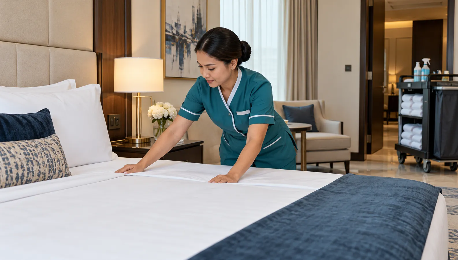 Professional cleaning team caring for a property